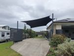 Shade sail installed for Gary of Mango Hill. Fabric used is Comshade XTRA. Colour is Charcoal